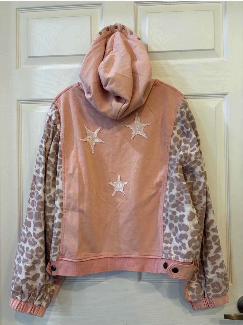 POL NWT Star & Leopard Accent Pink Set Zip Hoodie & Drawstring Waist Joggers SET - Picture 4 of 10